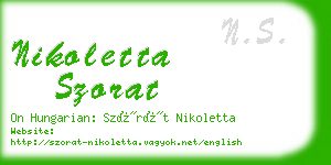 nikoletta szorat business card